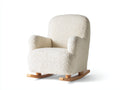Sedia a dondolo - Tessuto bouclé-legno - 80x73x98 cm - Bianco crema-legno naturale - Stile nordico