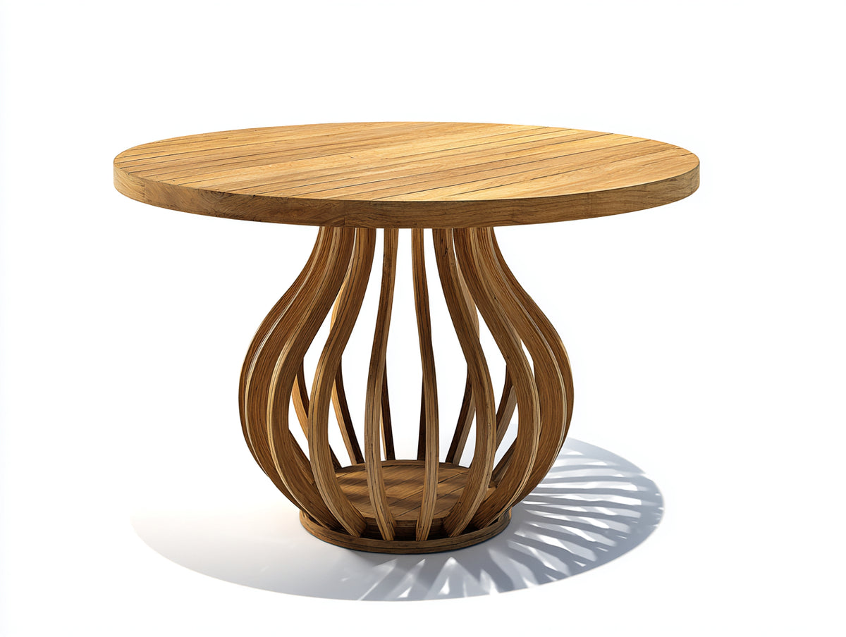 Tavolo da giardino - legno di teak - 120 x 120 x 75 cm - marrone naturale - stile scultoreo