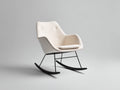 Sedia a dondolo - Tessuto bouclé-metallo - 85x74x92 cm - Bianco crema-nero - Stile moderno