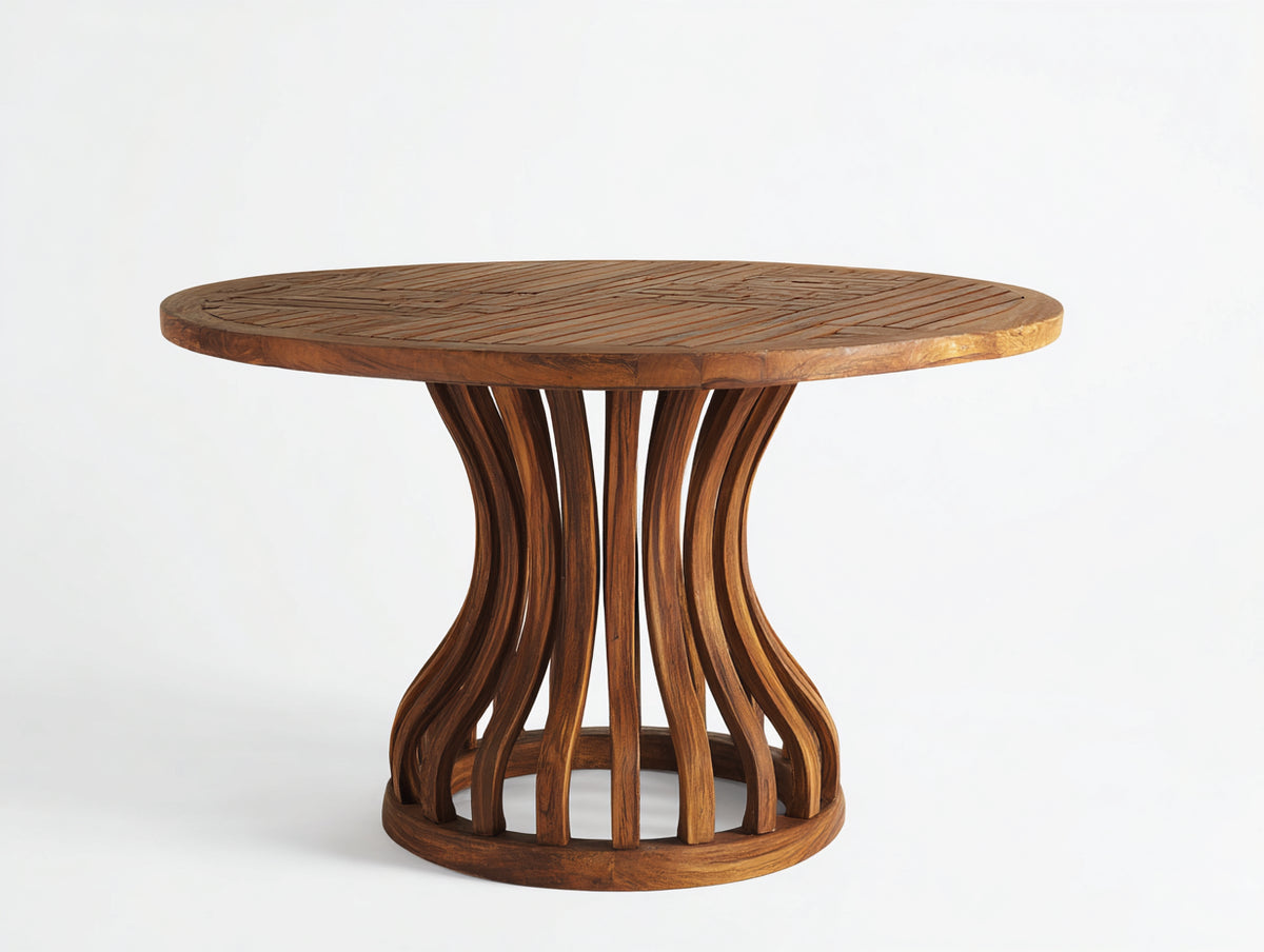 Tavolo da giardino - legno di teak - 120 x 120 x 75 cm - marrone scuro - stile scultoreo