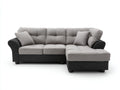 Divano angolare - Tessuto-Ecopelle - 285x170x90 cm - Grigio chiaro-Nero - Stile classico contemporaneo