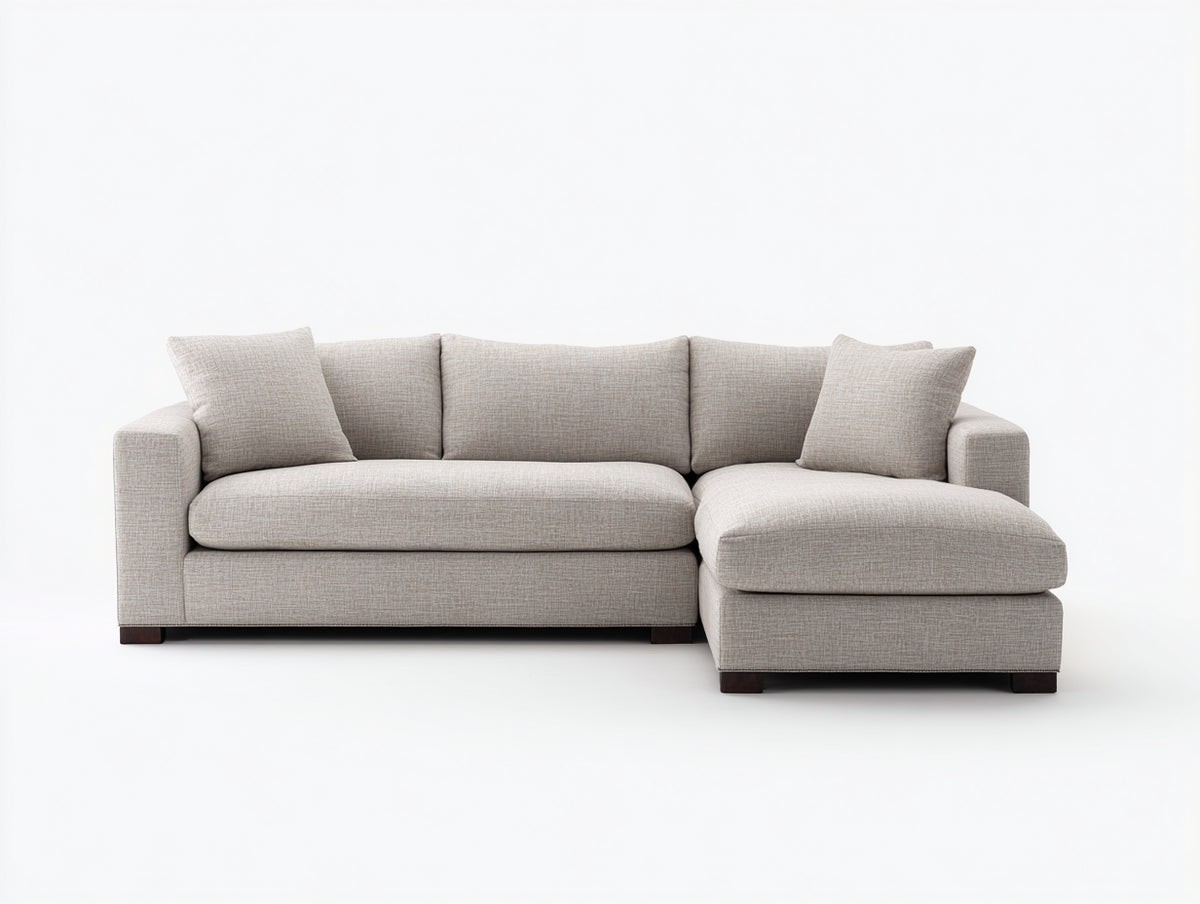 Divano angolare - Tessuto - 285x165x84 cm - Beige chiaro - Stile moderno