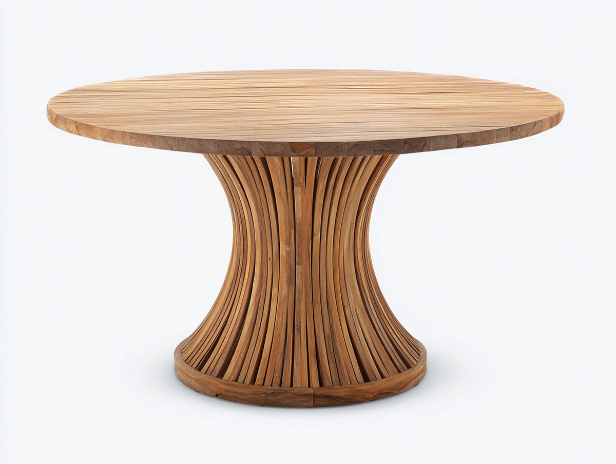 Tavolo da giardino - legno di teak - 120 x 120 x 75 cm - marrone - stile scultoreo