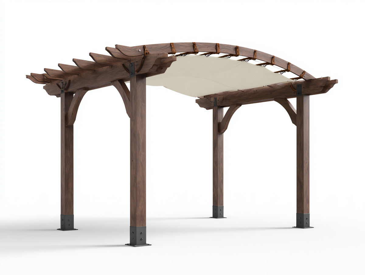 Pergola da giardino - Legno - 400 x 300 x 250 cm - Marrone scuro-Beige - Stile moderno