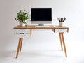 Scrivania - Legno-MDF - 140x60x75 cm - Legno chiaro-Bianco - Stile moderno