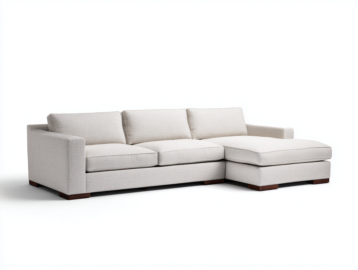 Divano angolare - Tessuto - 295x170x82 cm - Avorio - Stile contemporaneo