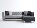 Divano angolare - Tessuto - 305x175x86 cm - Grigio chiaro-Grigio antracite - Stile glamour