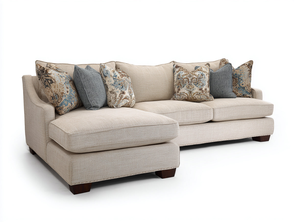 Divano angolare - Tessuto - 310x175x88 cm - Beige - Stile contemporaneo