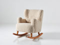 Sedia a dondolo - Tessuto bouclé-legno - 84x76x94 cm - Crema-legno naturale - Stile moderno