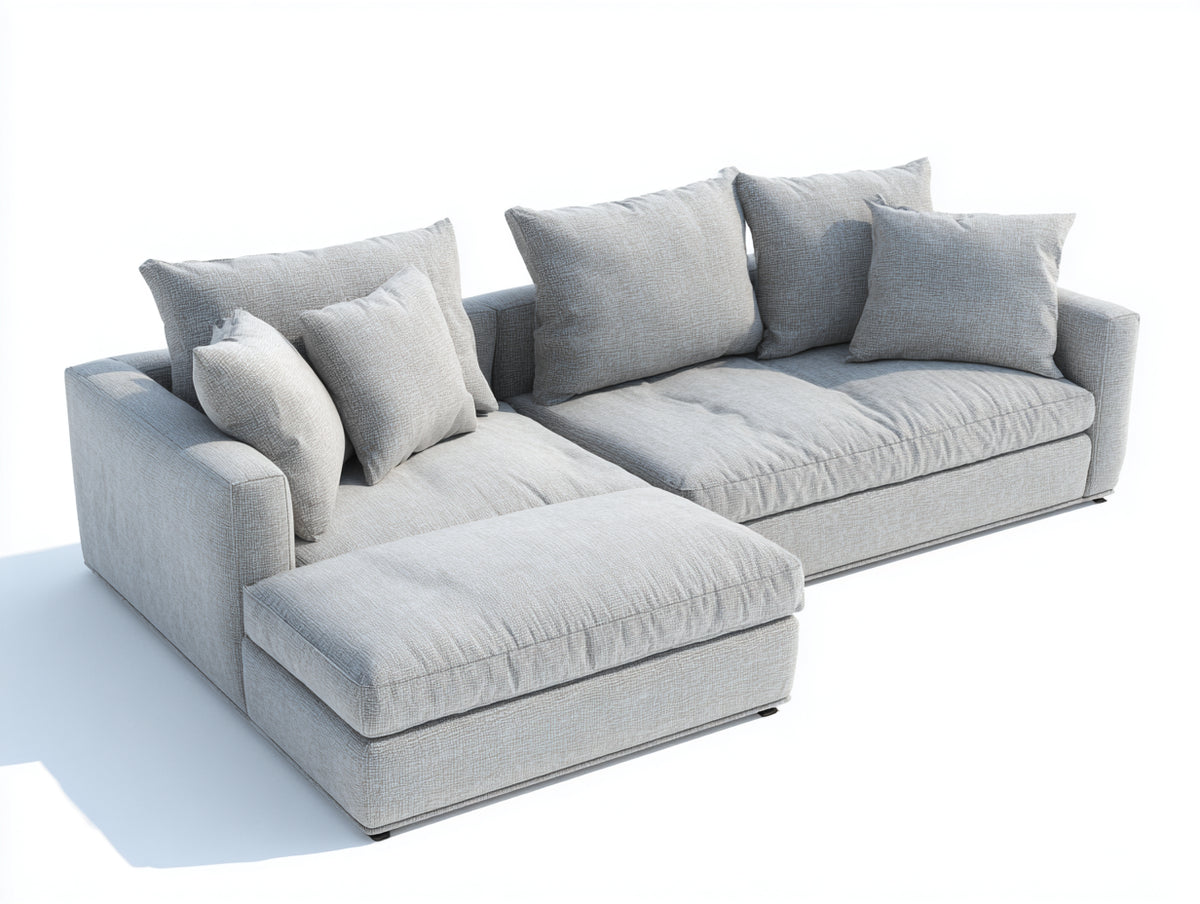 Divano angolare - Tessuto - 310x180x82 cm - Grigio chiaro - Stile contemporaneo