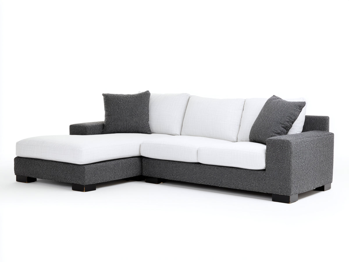 Divano angolare - Tessuto - 295x170x84 cm - Bianco-Grigio antracite - Stile contemporaneo
