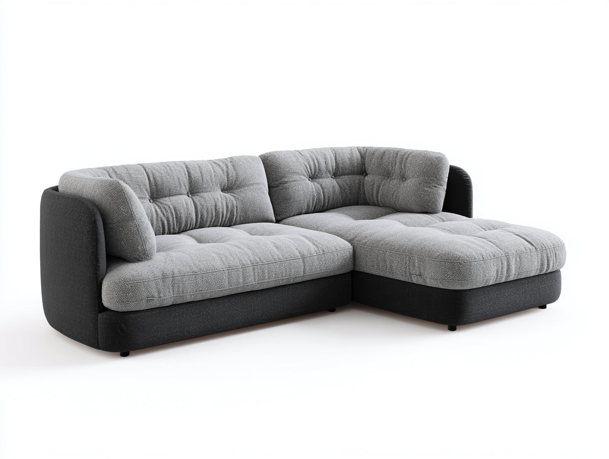 Divano angolare - Tessuto - 290x170x84 cm - Grigio chiaro-Grigio antracite - Stile contemporaneo
